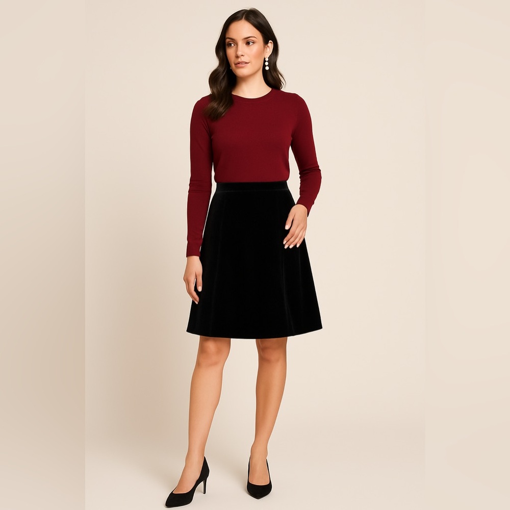 GAP Stretch Black Velvet A-Line Skirt Size 6 Classic Work Minimalist